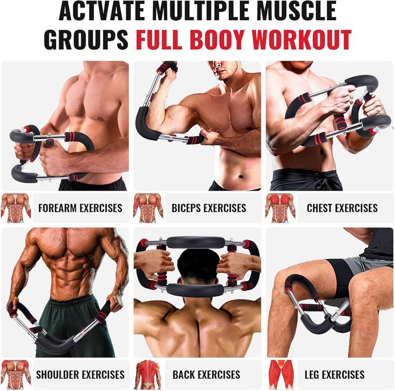 Twister Arm Trainer Exerciser 2025 New Portable Adjustable Spring Workout Bar, Forearm Triceps Chest Enhanced Exercise Strengthener, Upper Body Strength Training Machine Home Fitness Equipment