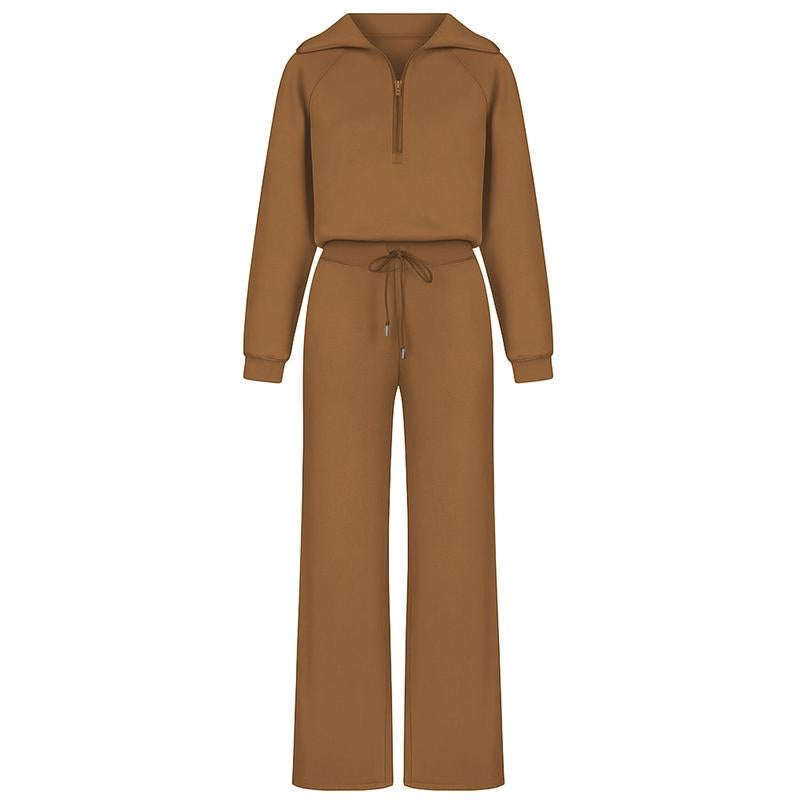 2 Piece Outfits 2025 Fall Fashion Airport Wide Leg Pants Lounge Set Leisure Travel Vacation Clothes Sweatsuits Workout Set for Gym Stuff Women Autumn Winter