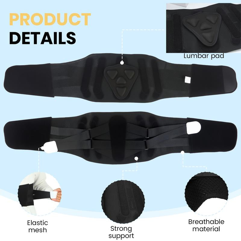 Back Brace Support Belt-Lumbar Support Back Brace for Back Pain, Sciatica, Scoliosis, Herniated Disc Adjustable Support Straps-Lower Back Brace with Removable Lumbar Pad for Men & Women