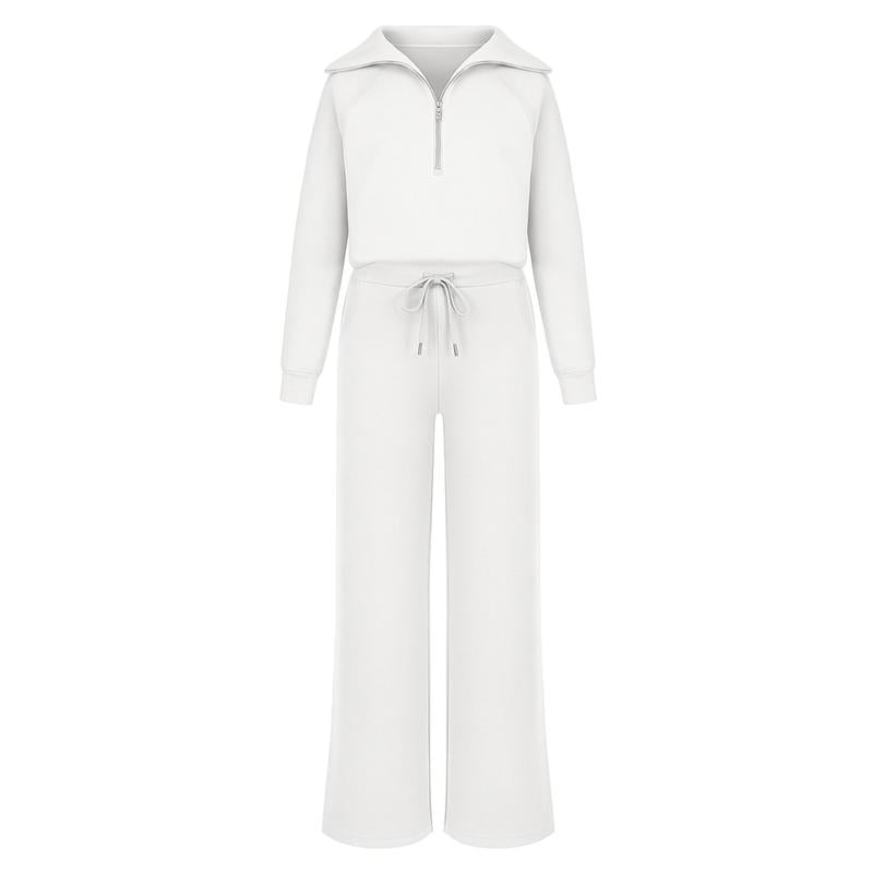 2 Piece Outfits 2025 Fall Fashion Airport Wide Leg Pants Lounge Set Leisure Travel Vacation Clothes Sweatsuits Workout Set for Gym Stuff Women Autumn Winter