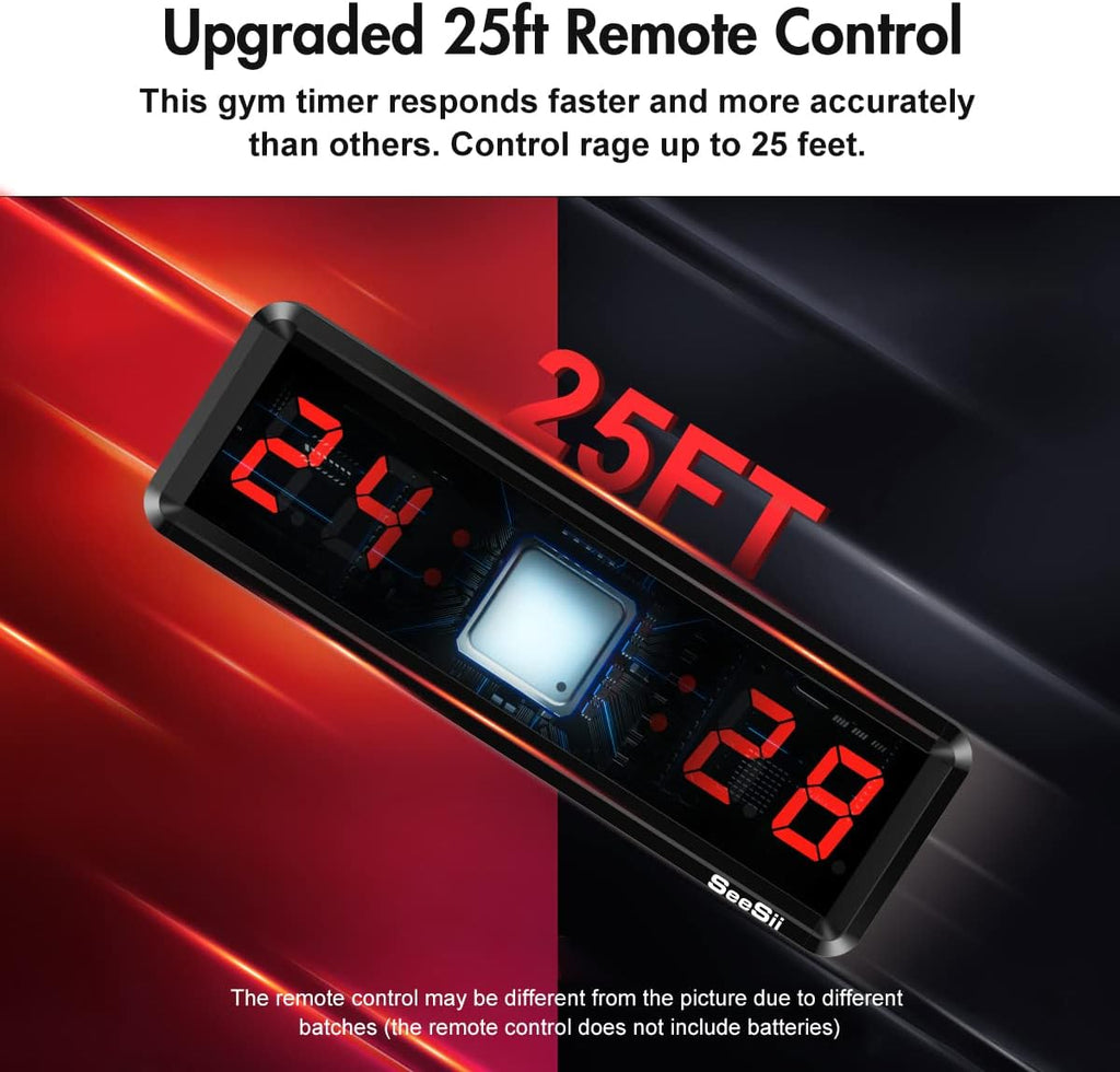 Gym Timer,Led Workout Colck Count Down/Up Clock,11.5" X 4" Ultra-Clear Digital Display, Power Bank Compatible with Workout Metal Stopwatch, Multi-Scenes with Remote