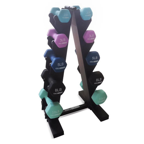 2, 3, 5, 8, & 10 Lb Neoprene Dumbbell Weight Set W/ Rack, Pastel