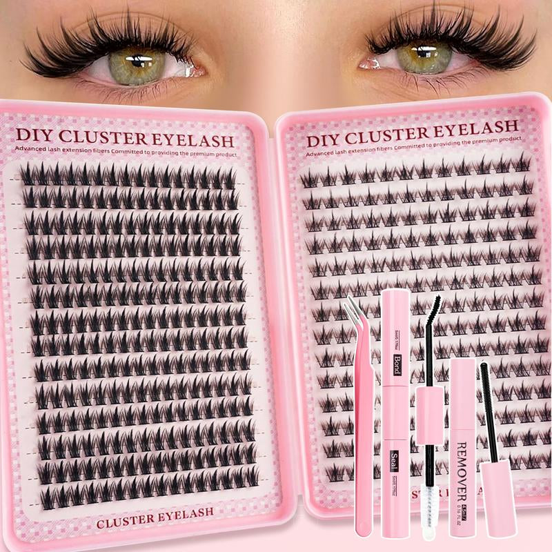 D-Curved Design Multi-Style False Eyelashes - High-Volume DIY Eyelash Extension Kit with Adhesive, Sealant & Application Tools - Easy DIY Application Perfect for Daily Use & Parties