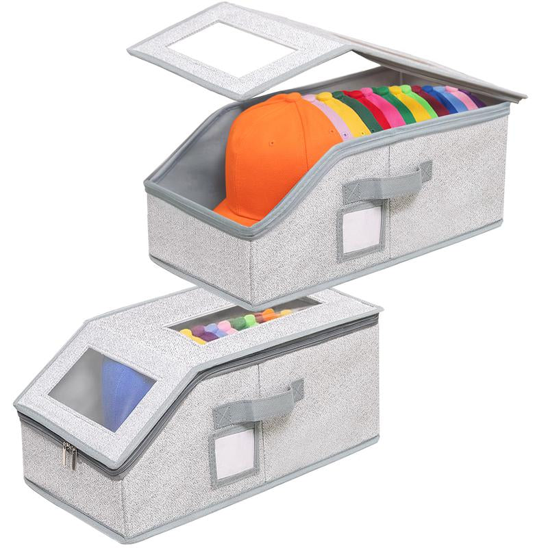 Stackable Hat Storage for Baseball Caps, 2 PCS Hat Storage Boxes for Closet, Holds up to 30 Caps with Cardboard, Hat Organizer for Women & Men Meaningful Gifts for Christmas