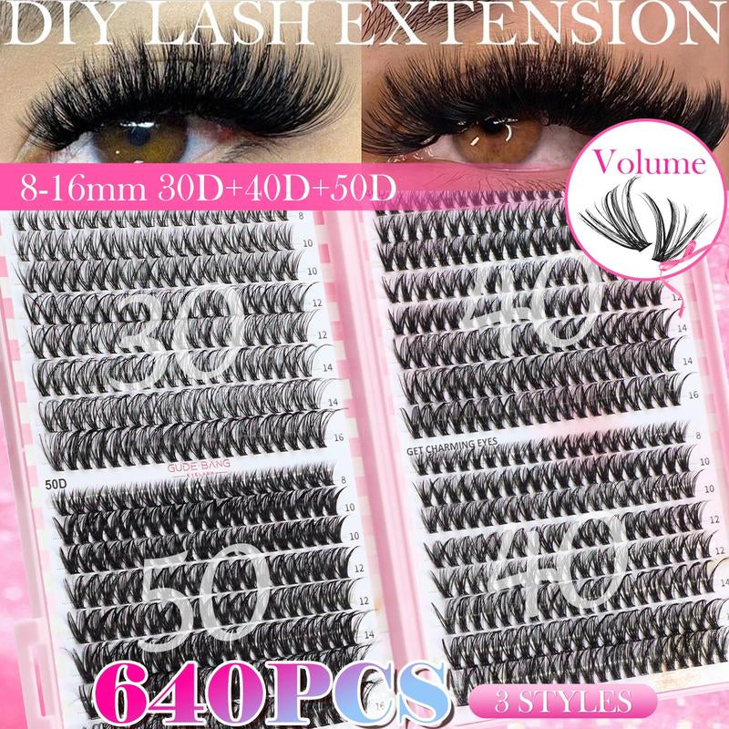 D-Curved Design Multi-Style False Eyelashes - High-Volume DIY Eyelash Extension Kit with Adhesive, Sealant & Application Tools - Easy DIY Application Perfect for Daily Use & Parties