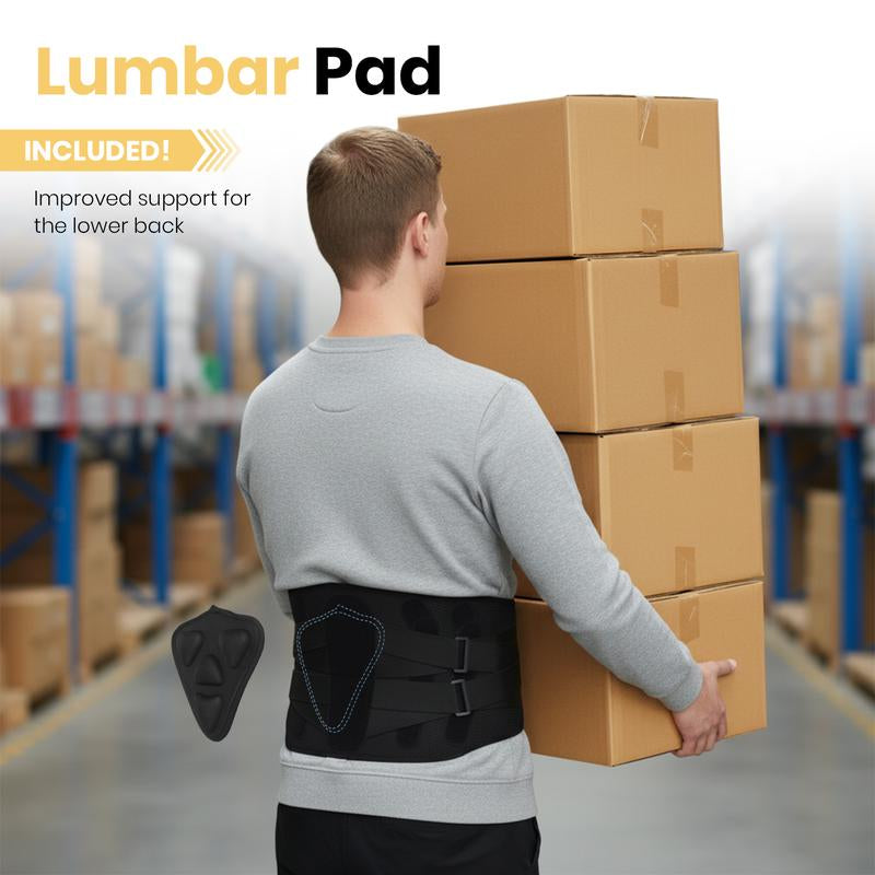 Back Brace Support Belt-Lumbar Support Back Brace for Back Pain, Sciatica, Scoliosis, Herniated Disc Adjustable Support Straps-Lower Back Brace with Removable Lumbar Pad for Men & Women