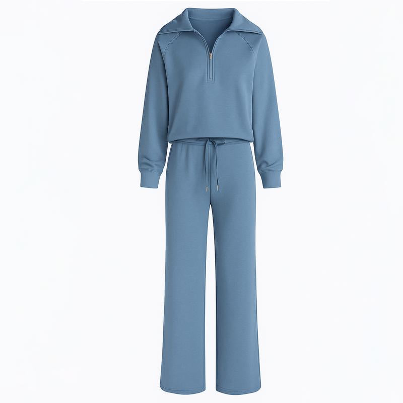 2 Piece Outfits 2025 Fall Fashion Airport Wide Leg Pants Lounge Set Leisure Travel Vacation Clothes Sweatsuits Workout Set for Gym Stuff Women Autumn Winter