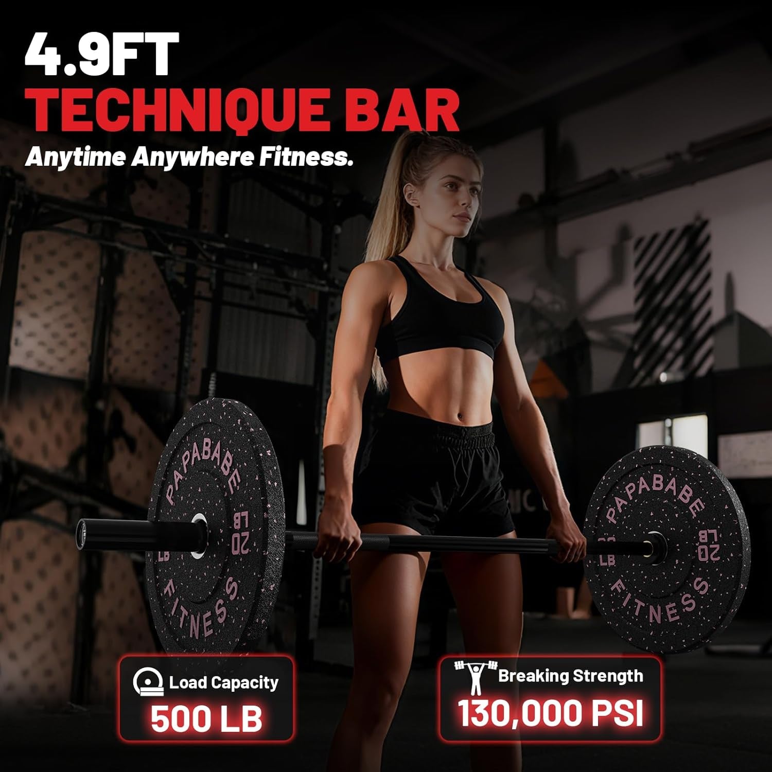 Olympic Barbell, 4Ft/4.9Ft/6Ft/6.2Ft Short Barbell for Strength Training and Technique Adjusting, 2 Inch Olympic Bar with Volcano Knurling Spin Sleeves Comfortable Grip for Bench Press Curls Deadlifts Home Gym Beginner