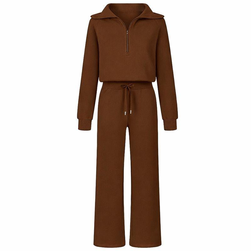 2 Piece Outfits 2025 Fall Fashion Airport Wide Leg Pants Lounge Set Leisure Travel Vacation Clothes Sweatsuits Workout Set for Gym Stuff Women Autumn Winter